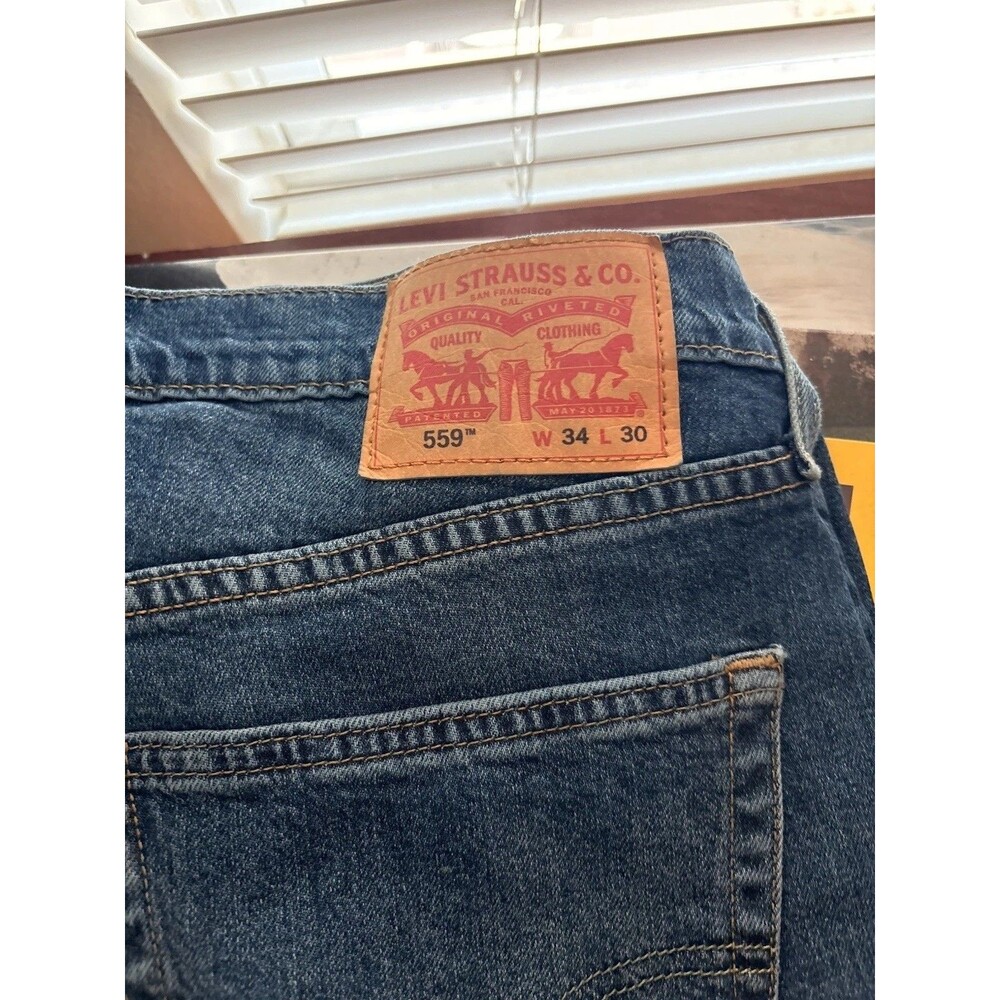 Levi’s 559 Men’s Relaxed Straight Jeans W34 L30 Blue Denim Stretch